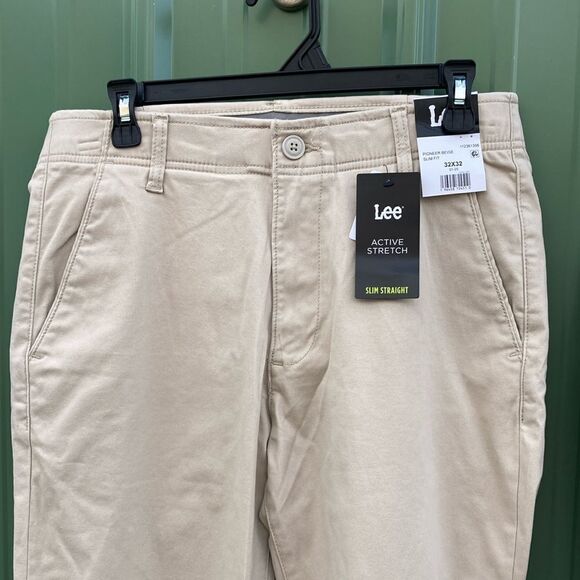 Men's Flat Front Chino with Motion Flex Waistband Khaki Pants 2-Pack Size 32X32 - Picture 2 of 9
